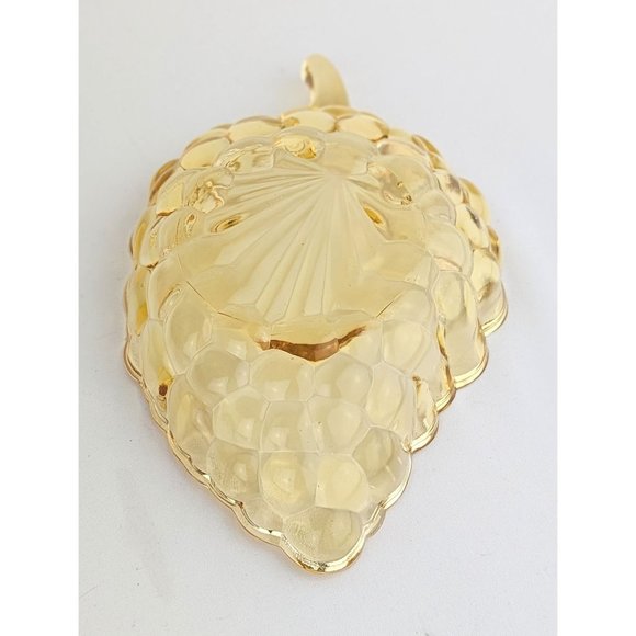 Amber Bubble Glass Trinket Dish Leaf Shape Marigold Fall Decor Candy Mint Tray - Picture 3 of 8